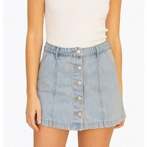 Forever 21 denim jean skirt mini front button SZ 28" with pockets